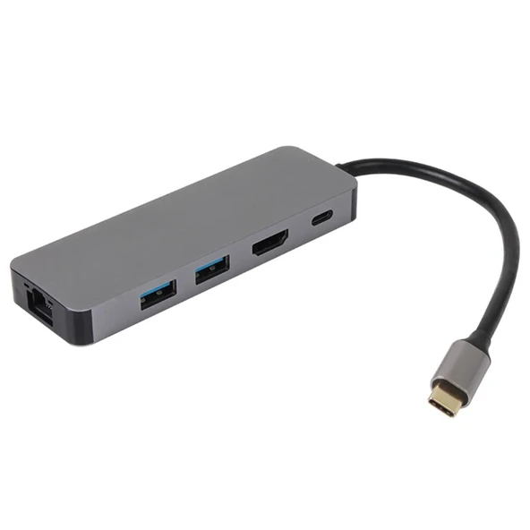 Vcom CU4592 Type-C To HDMI (4K@30Hz)+2-USB A 3.0 (5Gb)+Gigabit LAN+PD 3.0 100W Çoklayıcı ürün görseli 1