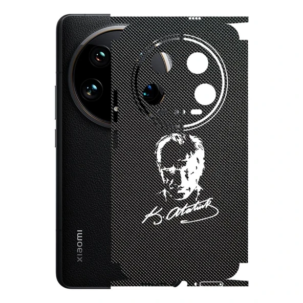Xiaomi 14 Ultra ile Uyumlu Bumper Serisi Premium Kaplama 360  Atatürk İmzalı Siyah ürün görseli 1