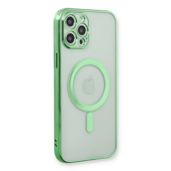 Apple İphone 12 Pro Kılıf Magneticsafe Lazer Silikon - Haki Yeşil ürün görseli 1