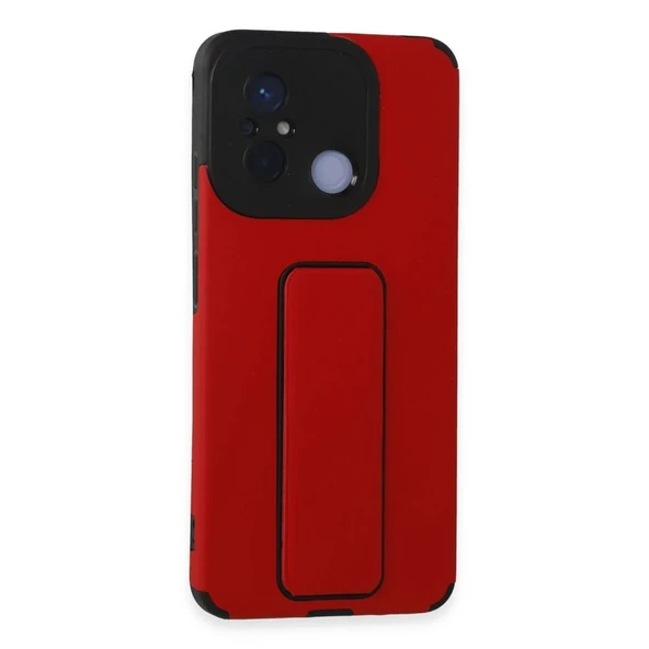 Xiaomi Redmi 12c Kılıf Mega Standlı Silikon - Kırmızı ürün görseli 1