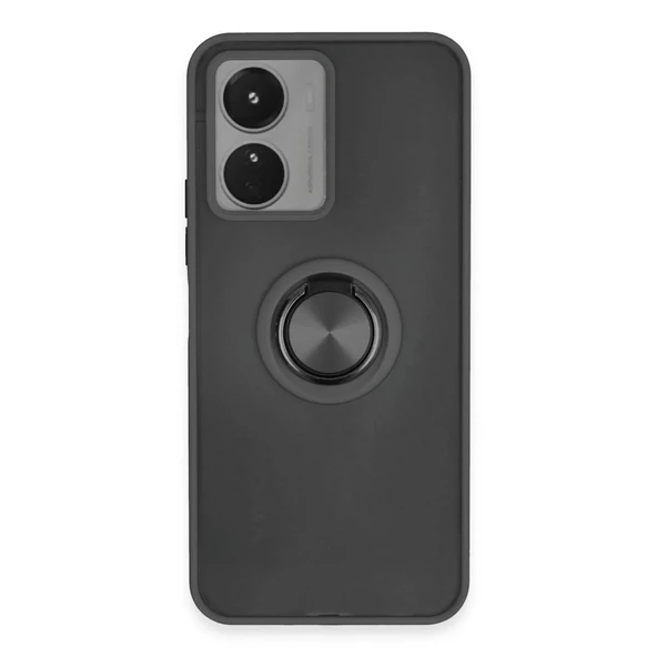 Vivo Y16 Kılıf Montreal Yüzüklü Silikon Kapak - Siyah ürün görseli 1