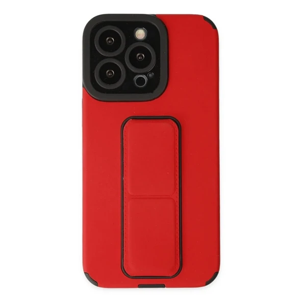 Apple İphone 13 Pro Max Kılıf Mega Standlı Silikon - Kırmızı ürün görseli 1