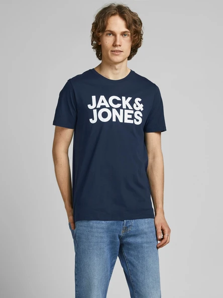 JACK JONES Yazılı Erkek Bisiklet Yaka Tişört 12151955 ürün görseli 1