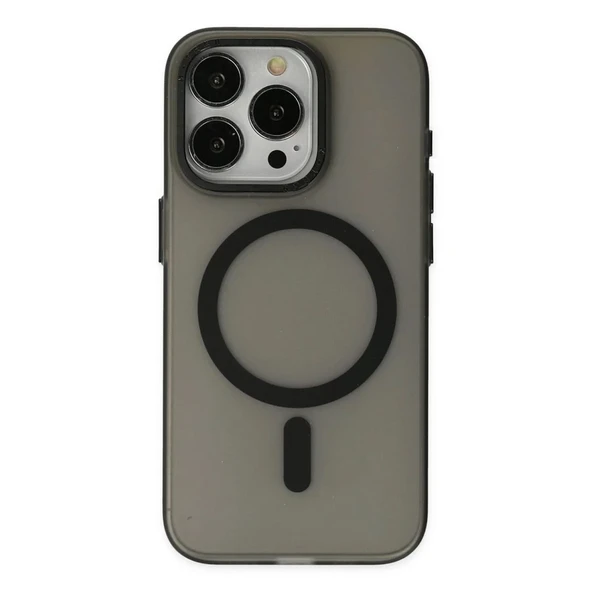 Apple İphone 15 Pro Max Kılıf Lodos Magneticsafe Mat Kapak - Siyah ürün görseli 1