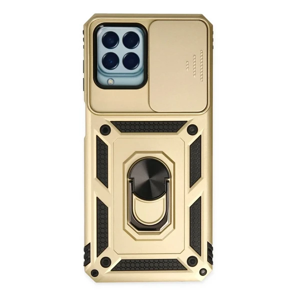 Samsung Galaxy M33 Kılıf Pars Lens Yüzüklü Silikon - Gold ürün görseli 1