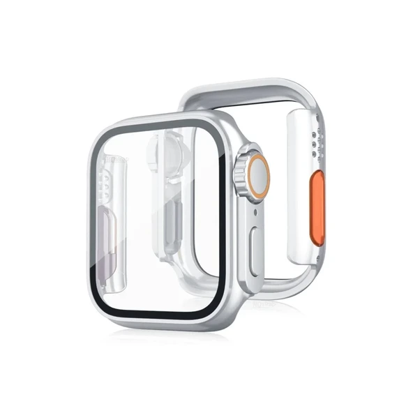 Apple Watch 44mm Watch 49mm Kasa Dönüştürücü Ve Ekran Koruyucu - Gümüş ürün görseli 1