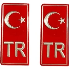 Volvo 740 Uyumlu Plaka Tr Damla Etiket Türk Bayrağı 2'li / Tr Damla Sticker Su Geçirmez Solmaz 40 x 95 mm ürün görseli 1