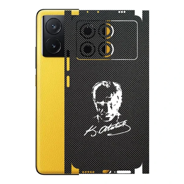 Poco X6 Pro ile Uyumlu Bumper Serisi Premium Kaplama 360  Atatürk İmzalı Siyah ürün görseli 1