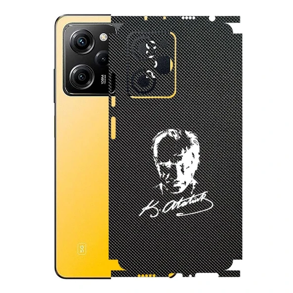 Poco X5 Pro ile Uyumlu Bumper Serisi Premium Kaplama 360  Atatürk İmzalı Siyah ürün görseli 1