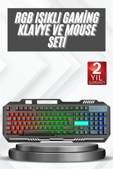 Işıklı Q Klavye Mouse Seti Siyah Gaming Klavye - Resim 2