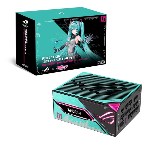 Asus Rog Thor 1200W 80+ Platinum III Hatsune Miku Edition OLED Ekran 80+ Platinum PCle 5.1 Full Modüler ATX Güç Kaynağı ürün görseli 1