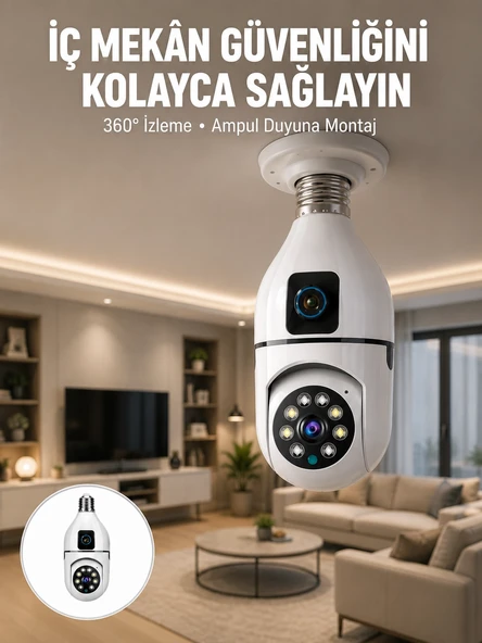 Tak Çalıştır Ampul Kamera – Full HD 1080P Kablosuz Güvenlik Çözümü Yeni Nesil ürün görseli 1