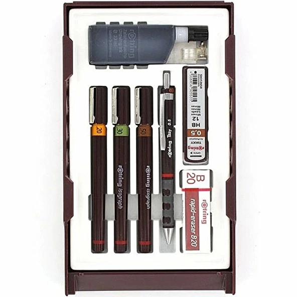 Rotring Rapido Kalemi Isograph Set Pergelsiz (0.2-0.3-0.5)+Tikky ürün görseli 1