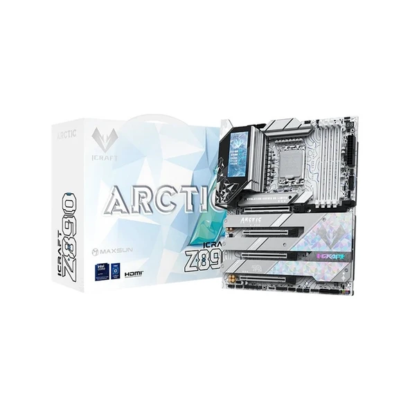 MAXSUN iCraft Z890 ARCTIC WIFI LGA1851 DDR5 8800 Mhz M.2 HDMI ATX Intel Beyaz Anakart ürün görseli 1