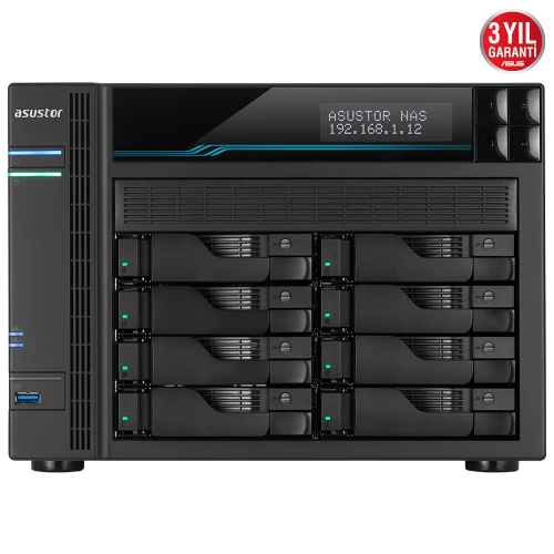 ASUSTOR AS6508T, 8Gb DDR4 Ram, 8 Yuvali 8x22TB Destek, 2xM.2 NVMe PCI-e, 2x10GbE, 2x2.5GbE Network, 2xUSB 3.2, Tower NAS Yedekleme Cihazi ürün görseli 1