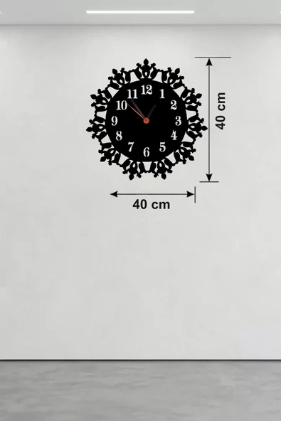 Klasik Floral Desenli Ahşap Duvar Saati - 40x40 cm Vintage Tasarım ürün görseli 1