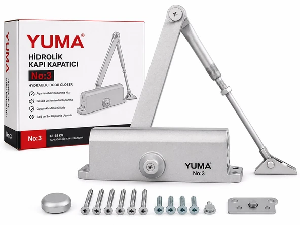 Yuma hidrolik kapı kapatıcı, No 3 kapı yayı, hidrolik kapı yayı, otomatik kapı kapatıcı, kapı kapatma mekanizması, kapı hidroliği, apartman kapı hidro ürün görseli 1