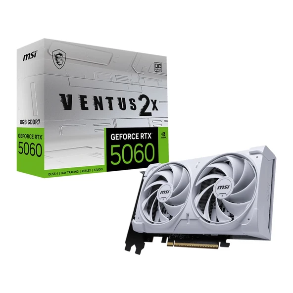 MSI GeForce RTX 5060 Ventus 2X 8GB OC GDDR7 DLSS 4 128 Bit NVIDIA Beyaz Ekran Kartı ürün görseli 1