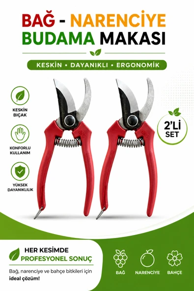 Budama Makası Bağ Narenciye Bahçe Bitkileri İçin Ergonomik 2’li Set ürün görseli 1