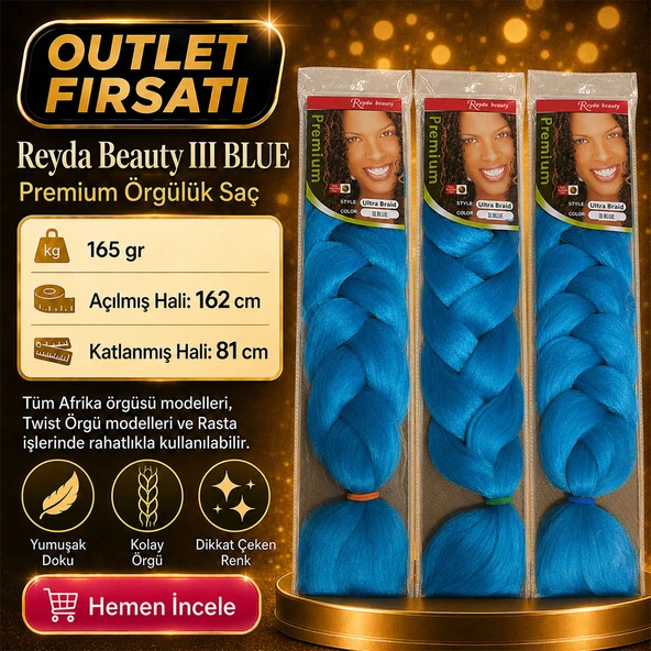 3 Paket / Afrika Örgüsü Ve Rasta İçin Sentetik Saç BLUE3 ürün görseli 1