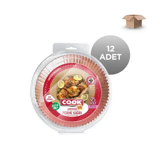 COOK Toptan Airfryer Pişirme Kağıdı 20 cm 25'li Koli İçi 12'li ürün görseli 1