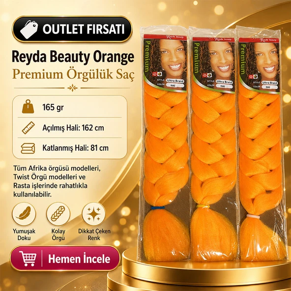 3 Paket / Afrika Örgüsü Ve Rasta İçin Sentetik Saç ORANGE ürün görseli 1
