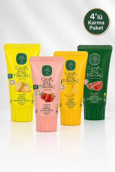 Eyüp Sabri Tuncer Çocuk Diş Macunu 4’lü Set x 60 ml (Ananas, Çilek, Muz ve Karpuz) ürün görseli 1
