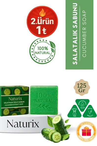 Salatalık Sabunu 125 gr | Cilt Ferahlatıcı, Nemlendirici ve Arındırıcı Bakım Sabunu ürün görseli 1