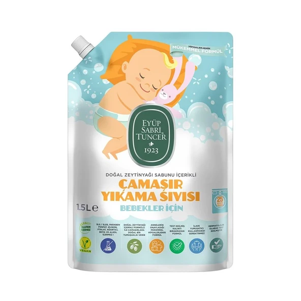 Eyüp Sabri Tuncer Doğal Zeytinyağı 1,5lt İçerikli Bebek Çamaşır Yıkama Sıvısı ürün görseli 1