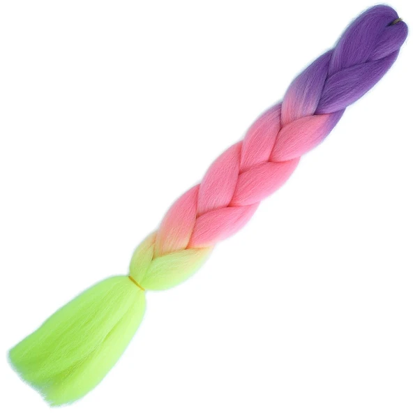 Afrika Örgülük Ombreli Sentetik 100 Gr. / Mor / Açık Pembe / Neon Sarı ürün görseli 1