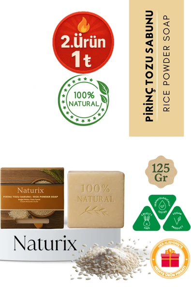 Pirinç Tozu Sabunu 125 gr | Cilt Beyazlatıcı Ve Peeling Etkili Doğal Sabun ürün görseli 1