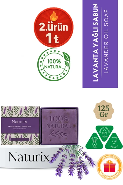 Lavanta Sabunu 125 gr | Kurutucu, Arındırıcı, Onarıcı Cilt Ve Saç Için ürün görseli 1