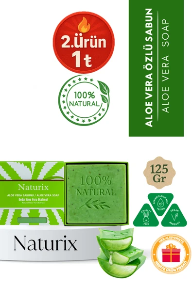 Aloe Vera Sabunu 125 gr | Kuru Ciltler Için Nemlendirici, Kurutucu Ve Doğal Cilt Bakımı ürün görseli 1