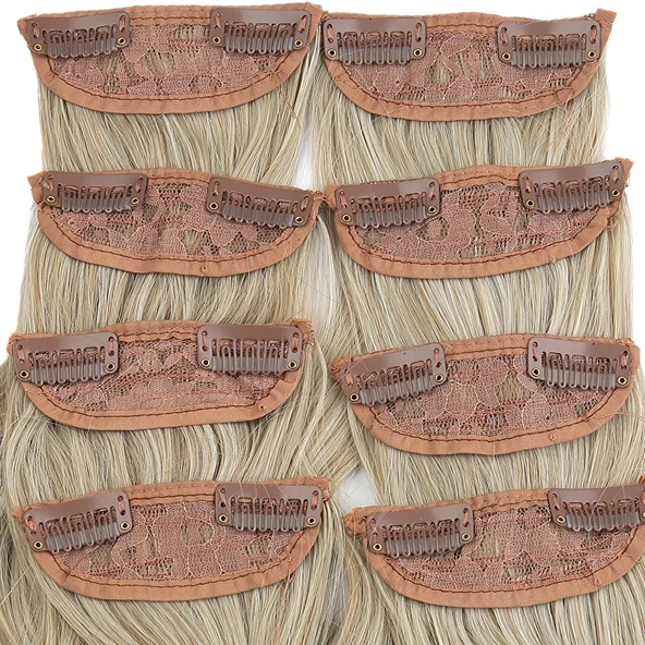 Fiber Sentetik Dalgalı 8 Parça Çıt Çıt / Karamel Platin Röfleli - Resim 2