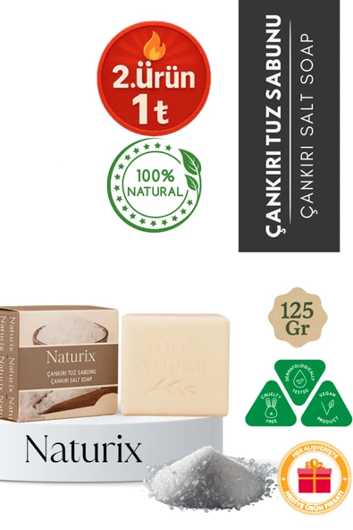 Çankırı Tuz Sabunu 125 gr | Arındırıcı, Gözenek Sıkılaştırıcı ve Ferahlatıcı Cilt Bakımı Sabunu ürün görseli 1