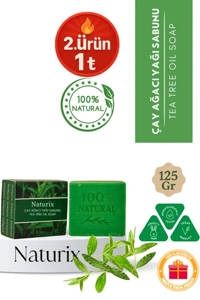 Çay Ağacı Yağı Sabunu 125 gr | Arındırıcı, Yağ Dengeleyici ve Cilt Yatıştırıcı Bakım Sabunu ürün görseli 1