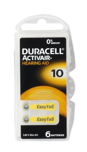 Duracell 10 Numara Düğme Kulaklık Pili İşitme Cihazı İçin 6'lı Paket ürün görseli 1