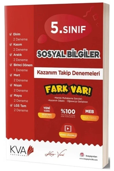 Kva 5.Sınıf Sosyal Bilgiler Kazanım Takip Denemeleri Koray Varol Akademi ürün görseli 1