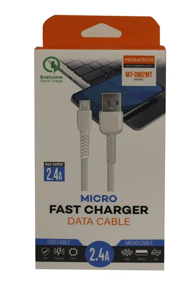 Megatech MT-DM2MT 2.4A Micro 2mt Data Şarj Kablosu ürün görseli 1