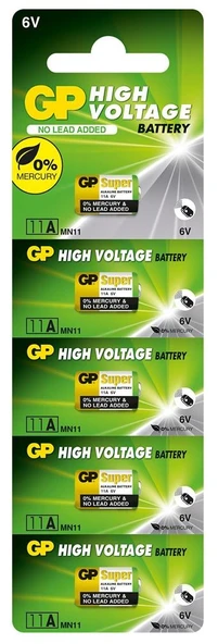 GP GP11A-C5 11A 6V Yüksek Voltaj Spesifik Pil 5'li Paket ürün görseli 1