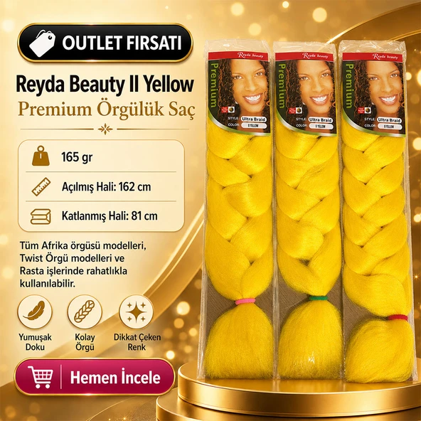 3 Paket / Afrika Örgüsü Ve Rasta İçin Sentetik Saç YELLOW2 ürün görseli 1