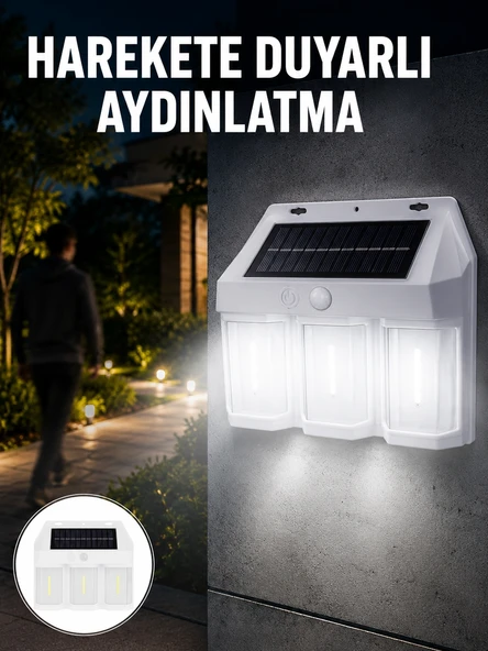 3 İn 1 Solar Duvar Lambası – Ip65 Su Geçirmez, Hareket Sensörlü Yeni Nesil ürün görseli 1
