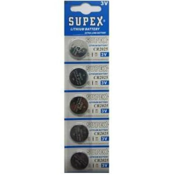 Supex Cr2025 3V Lityum 5Li Blister Pil ürün görseli 1