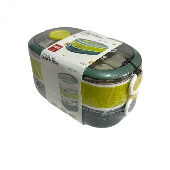 Vagon Life 900 ml Beslenme Kutusu İki Katlı VGN-6729 Yeşil ürün görseli 1