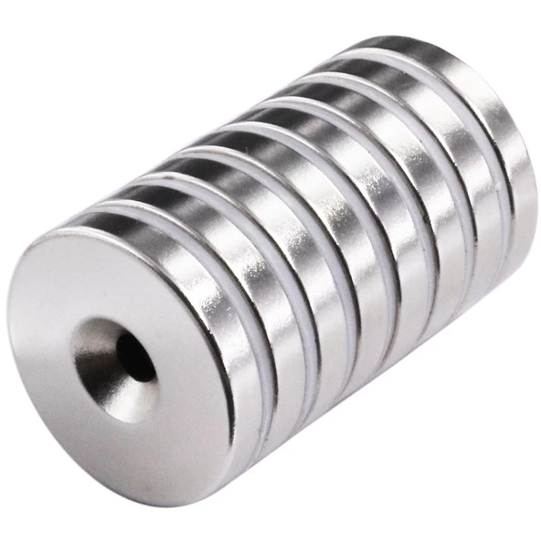 2 Adet 25x10/5x5,5 mm Neodyum Mıknatıs Havşa Delikli Magnet Vida Atılabilir N35 Nikel Paslanmaz ürün görseli 1