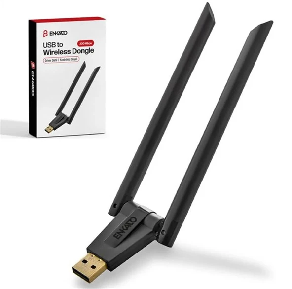 ENKADO EKD-UW91 USB TO 300 MBS ÇİFT ANTENLİ WIRELESS DONGLE ürün görseli 1