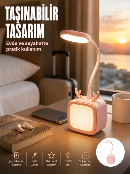 Modern Tasarımlı Şarj Edilebilir LED Gece Lambası ürün görseli 1