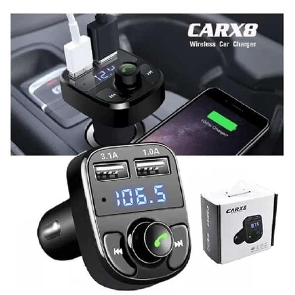 CARX8 Digital Ekran Bluetooth Araç Kiti MP3 FM Transmitter - Resim 4