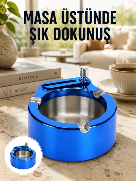 Masa Üstü Çakmaklı Küllük Paslanmaz Metal Gövde Yeni Nesil ürün görseli 1