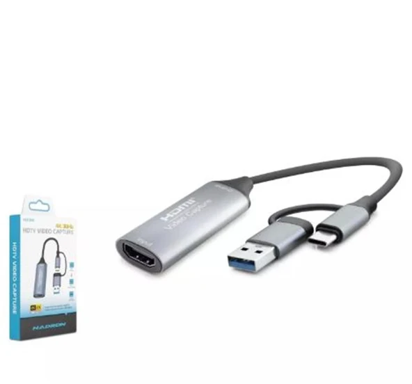Hadron Hdx7856 Hdmi Video Capture Type-C + Usb3.0 4K 30Hz Gri ürün görseli 1